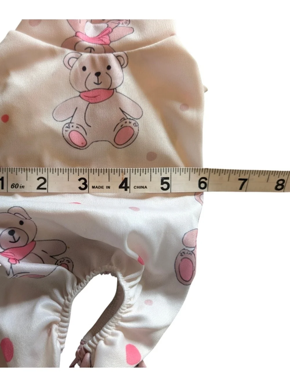 Cream and Pink Bear Print Dog One-Piece Pajama